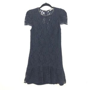 Whistles 2 Navy Lace Frill Ruffle Hem Sheath Dress